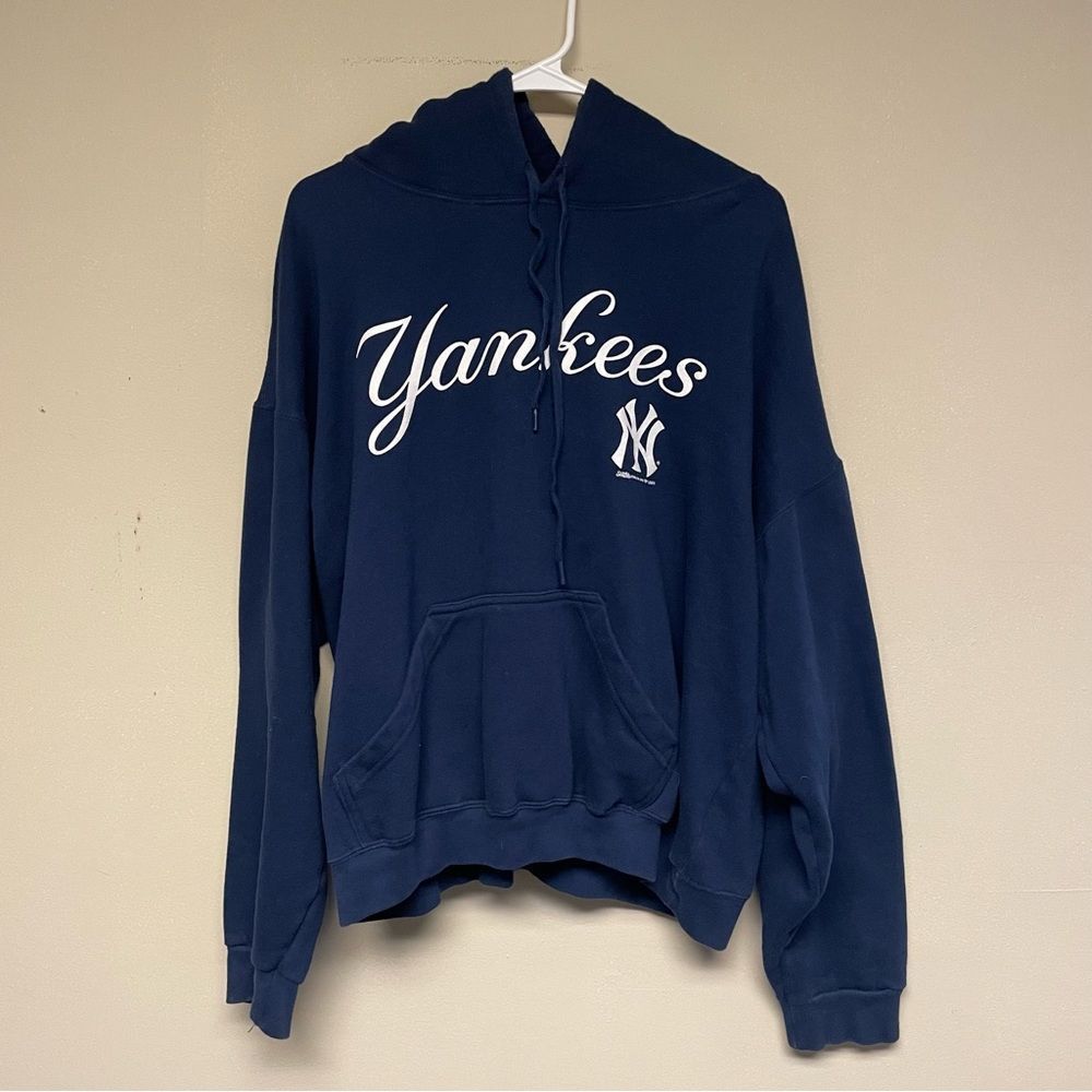 Stitches New York Yankees Blue Pullover Hooded Sweatshirt Size XL